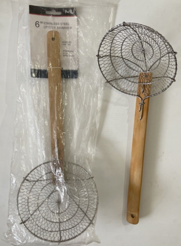 Lot of 2 Stainless Steel Spider Strainer Asian Kitchen Wire Cooking Skimmer