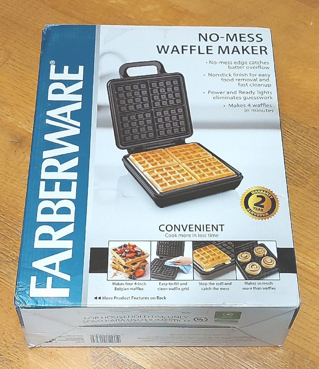 Farberware NoMess Waffle Maker Makes 44" Waffles New In Box eBay