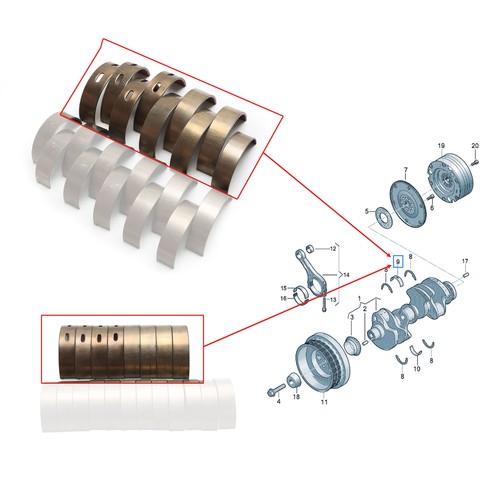 Engine Overhaul Rebuild Kit Bearings Set For Audi A4 A5 A6 06M107065AD+0.5 - Picture 13 of 22