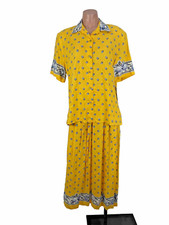 Vintage Karlie Sport Cowboy Shirt Skirt Set Yellow Boho Floral NWT NOS Western