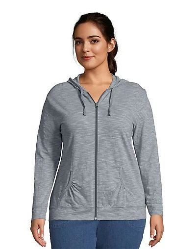 Just My Size Hoodie Women Full-Zip SlubCotton Lightweight Jersey Packets 1XL-5XL
