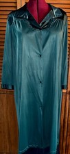 Vintage Vanity Fair Nightgown Long Sleeve Button Deep Green House Coat Robe Lg