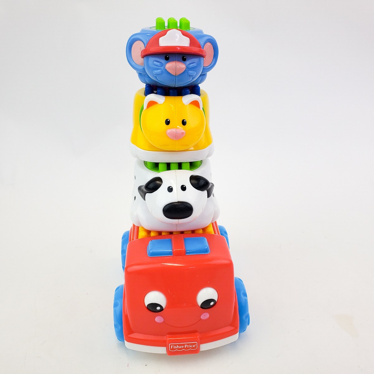 Fisher Price Brilliant Basics Shake Stack Firetruck with Stacking Animal  Blocks