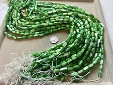 5 Strands 5x11mm Green Mother of Pearl Shell MOP Gemstone Rectangle Tube Beads