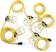 Prime Temporary Light Strip String Cord 50Ft 12/3 12 Gauge SJTW Metal Cages