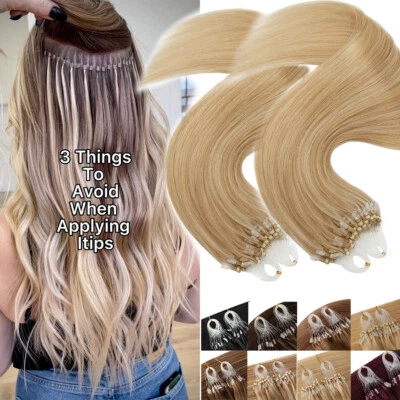 300 Strähnen Remy Echthaar Microring Haar Extensions Haarverlängerung Micro Loop - Bild 1 von 4