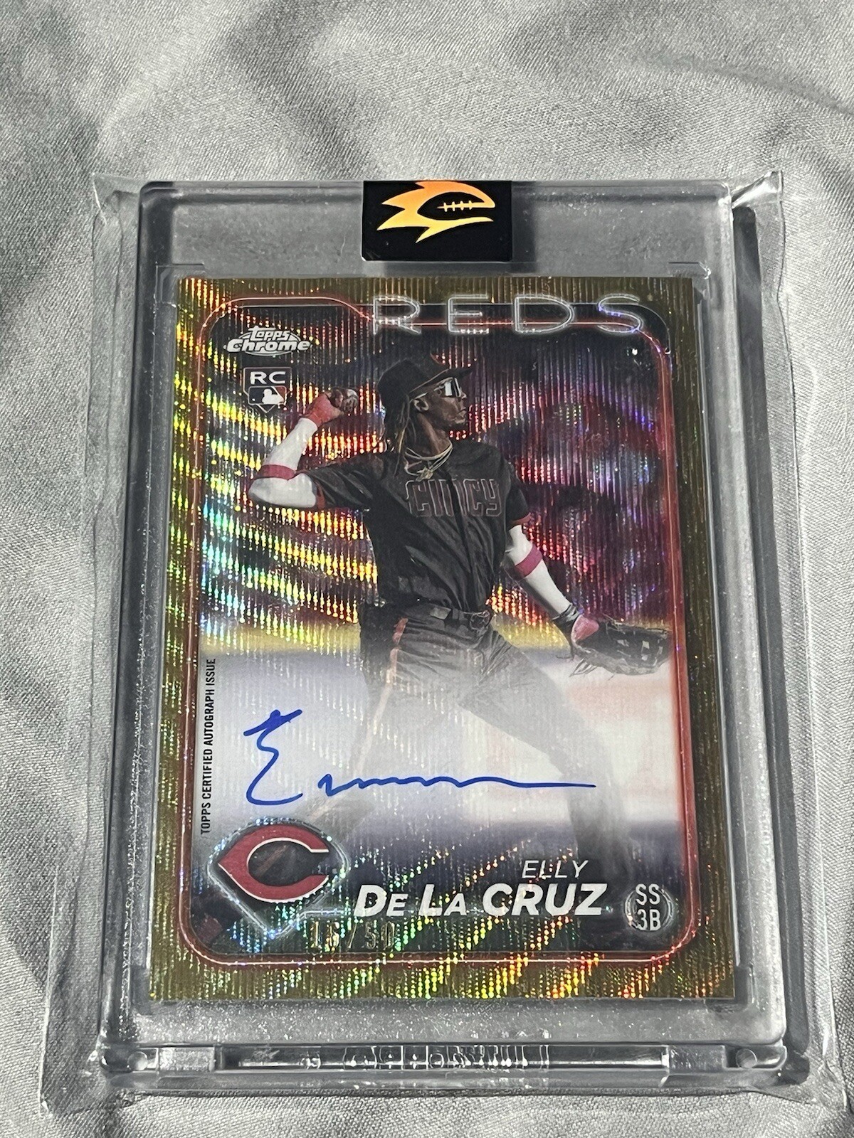 2024 Topps Chrome Elly De La Cruz RA-EDLC Gold Wave Auto /50