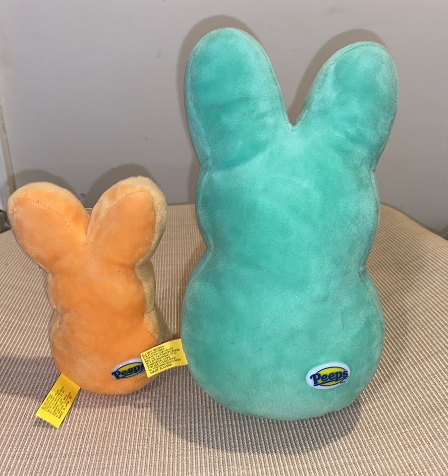 Peeps Green & Orange Easter Bunny Plush 2014 Stuffed Rabbit 6