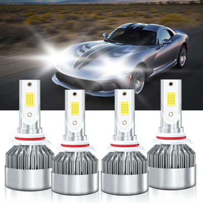 4pcs LED Headlight Bulbs 9005 9005 Hi Low Beam White For Dodge Viper 1992-1995