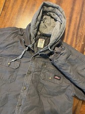 Dickies Workwear Men Canvas Grey Jacket Hood Snaps Pockets XL Workwear