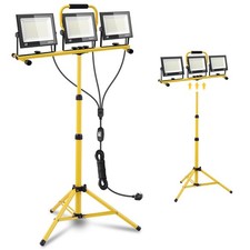 300W 30000Lumen LED Work Lights W/ Stand,3 Adjustable Head Waterproof Lamp 6500K