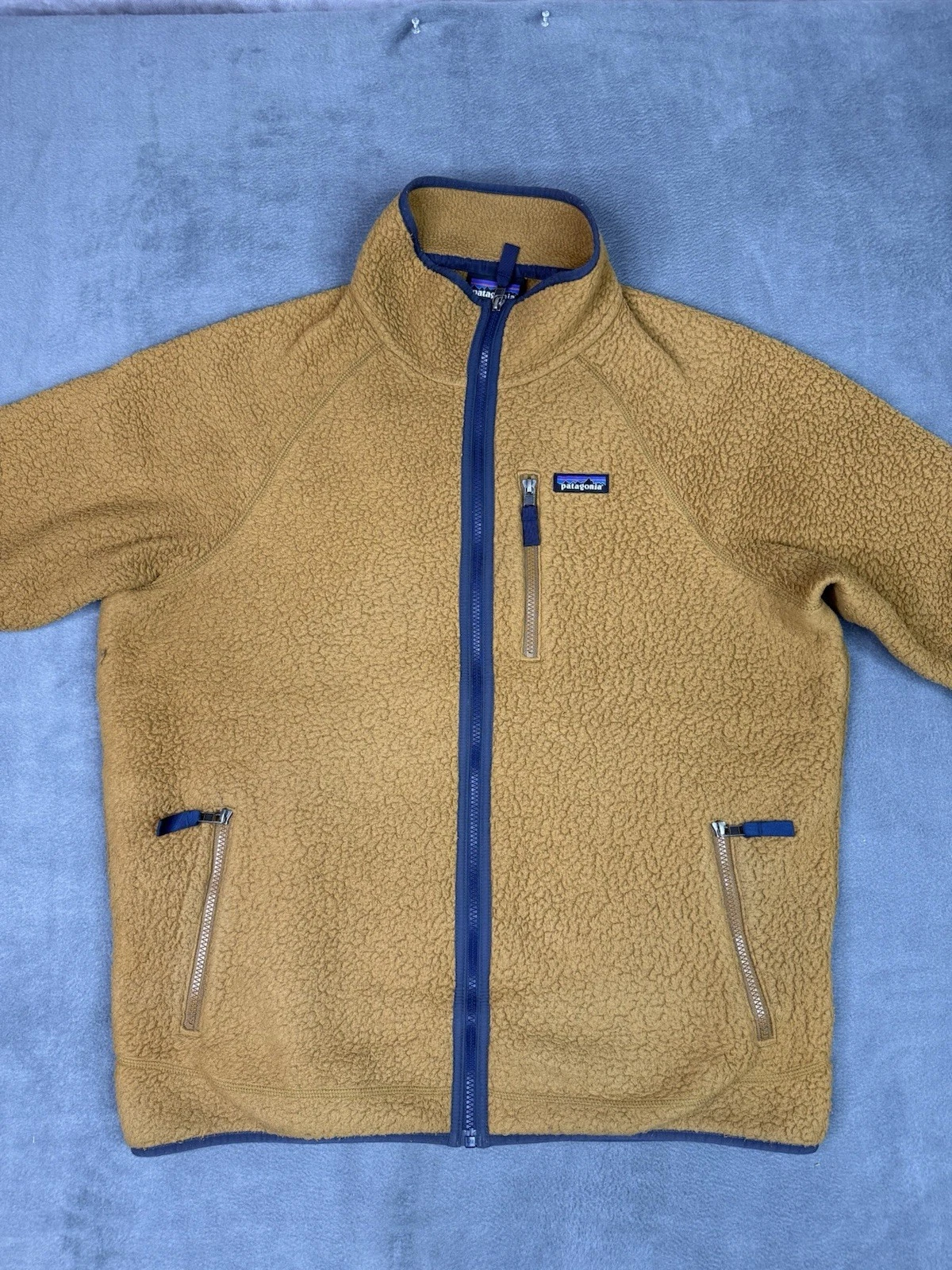 Patagonia Deep Pile Sherpa Retro-X Jacket Coat Full Zip Size XL Gold