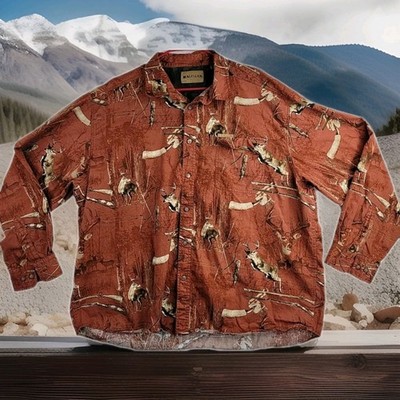 Magellan Sportswear Deer Hunter Graphic Long Sleeve Button Shirt Mens 2XL