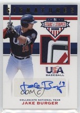 2017 USA Baseball Stars & Stripes Laundry Tag 1/8 Jake Burger #4 Patch Auto 0i76