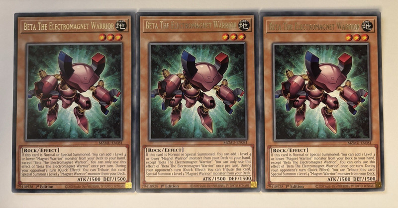 ☆ 3 x MZMU-EN081 Beta the Electromagnet Warrior Rare 1st Ed Playset YuGiOh ☆
