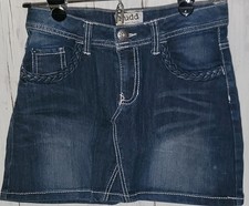 Mudd Mini Denim Blue Skirt Braided Pockets Size 14 Girls W24