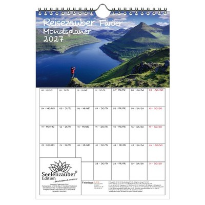Reisezauber Färöer Planer DIN A4 Kalender für 2027 Tórshavn Stadt Reise Land Url