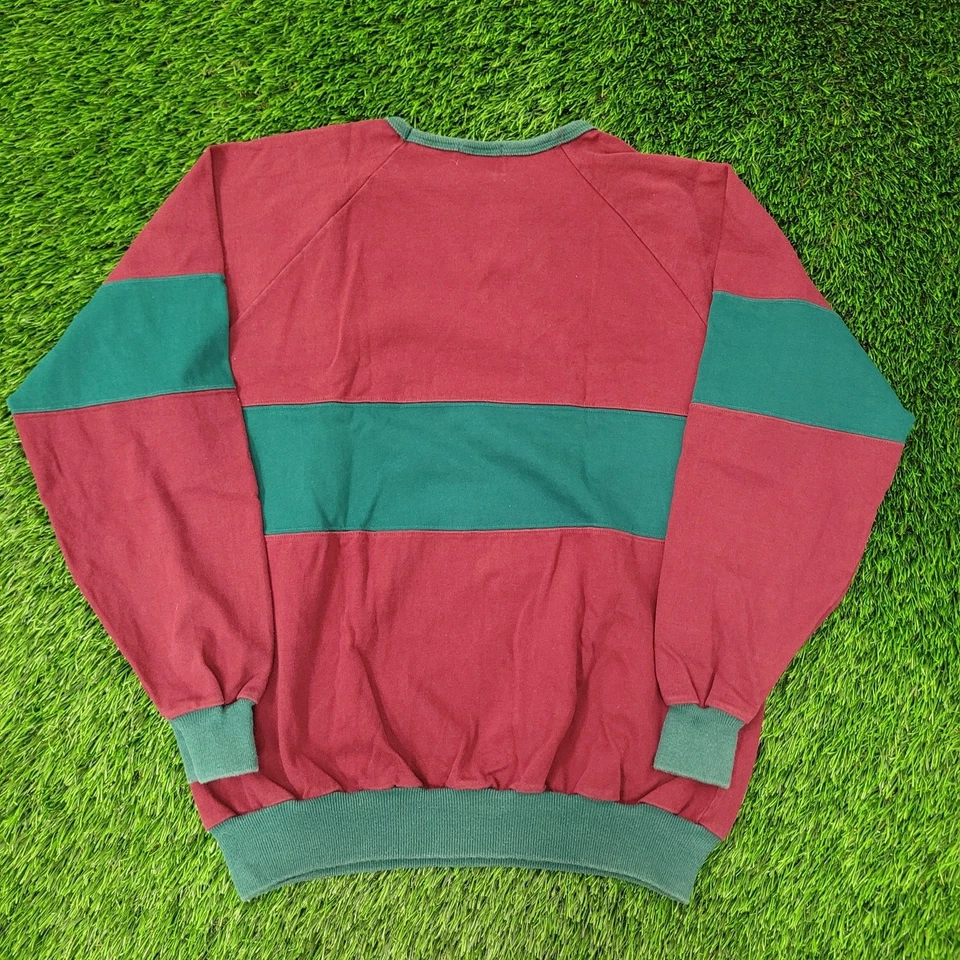 Vintage 90s J-Crew Sweatshirt Womens Large 21x24 Red Green - Image 2 of 4