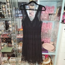 Max Studio Women's Sleeveless V-Neck Large Dress Whimsy Goth Black Chiffon LBD