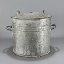 Alter Einkochkessel Waschkessel verzinkt Ø33 H29,5 cm Deckel wasserdicht Vintage