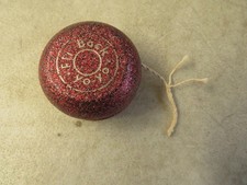 Vintage Fli-Back Yo-Yo Wooden Red Glitter 2" Yo-Yo