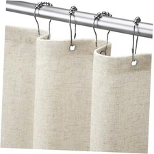 Linen Shower Curtain Flax Cream, Fabric Boho Farmhouse 72"W x 72"L Flax-natural