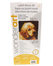 Wonderart Puppy Love Latch Hook Rug Kit 12 x 12" Hanging Dog Shaded Golden