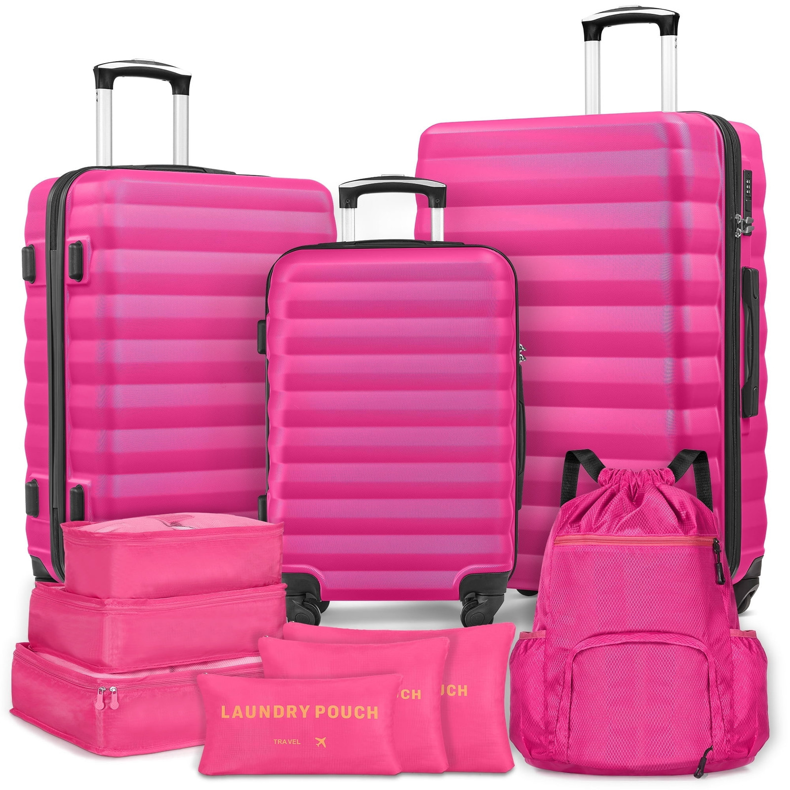 Set Hardside Spinner Suitcase 28 24 20 Inch Backpack Rose Re