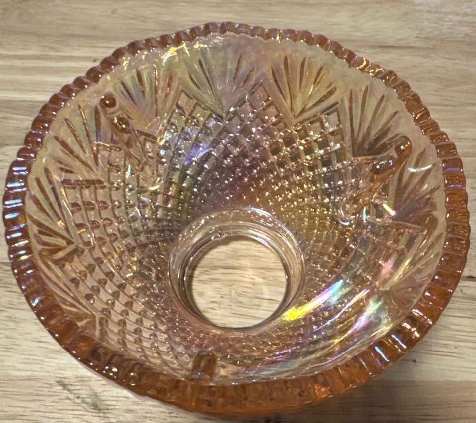 Rare Vtg Pink Iridescent Pineapple Fairy Lamp Shade Only  L E Smith 5” X 3.0 - Image 3 of 4