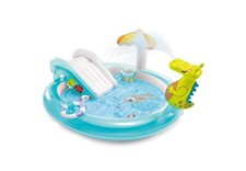 Intex Gator 6.6' x 5.6' x 4" Outdoor Inflatable Kiddie Pool Water Play Swim Cent
