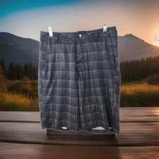 Wave Zone Gray Plaid Lightweight Board Shorts Swim Trunks Mens 30
