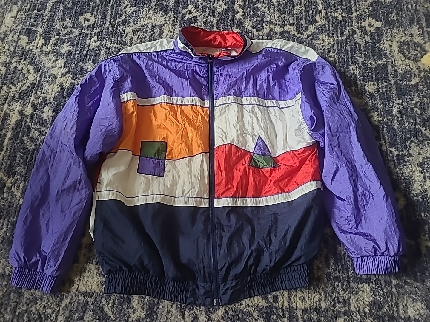 Vintage Funky 1980s MacGregor Purple White Yellow Red Windbreaker Jacket Retro