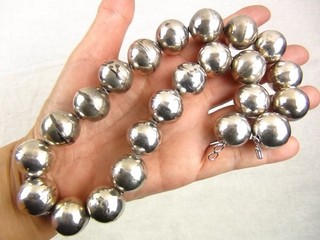 HEAVY 82g 19" Native BIG 19mm Sterling Navajo Pearl Bead Necklace Navajo