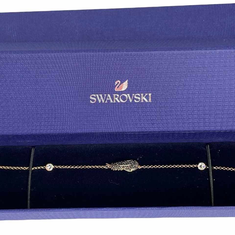 Swarovski Remix Collection Feather Strand Bracelet Black, Rose-gold tone plated - Image 2 of 4