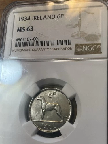 1934 IRELAND IRISH 6 PENCE NGC MS63 Beautiful High Grade Coin