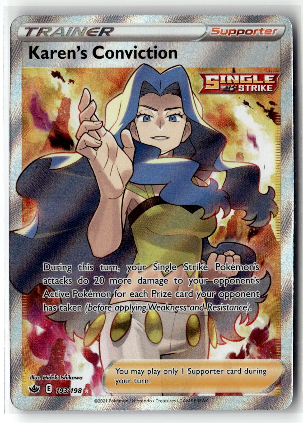 Karen's Conviction ⭐️ 193/198 Holo Rare Ultra Chilling Reign 2021 Pokemon NM