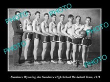 OLD LARGE HISTORIC PHOTO OF SUNDANCE WYOMING HIGH SCHOOL BASKETBALL TEAM 1931