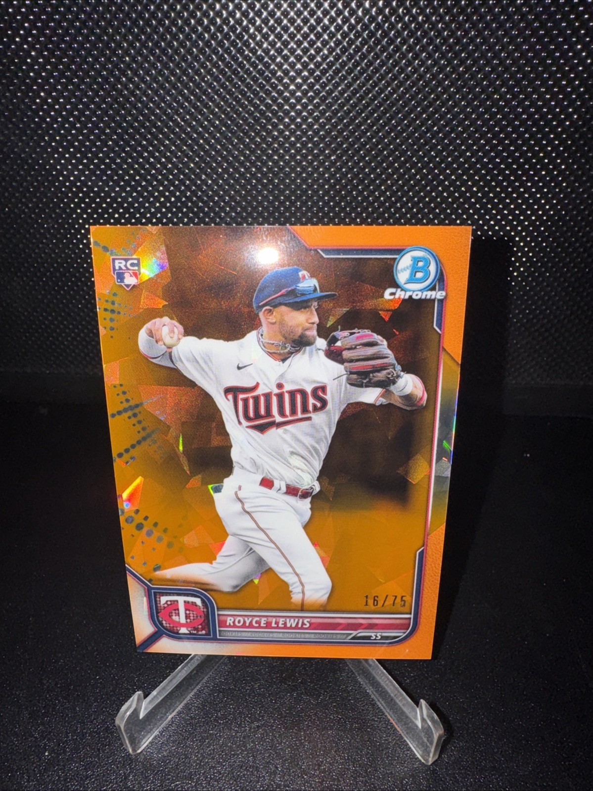 Royce Lewis 2022 Bowman Chrome Sapphire ORANGE ROOKIE RC /75 TWINS #92