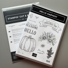 Stampin'Up HELLO HARVEST cling stamp set and RUSTIC PUMPKIN dies NEW