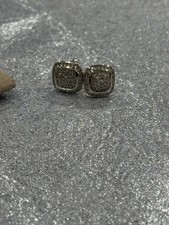 David Yurman 925 Sterling Silver 7mm Albion Earrings Pave Diamond Petite Studs