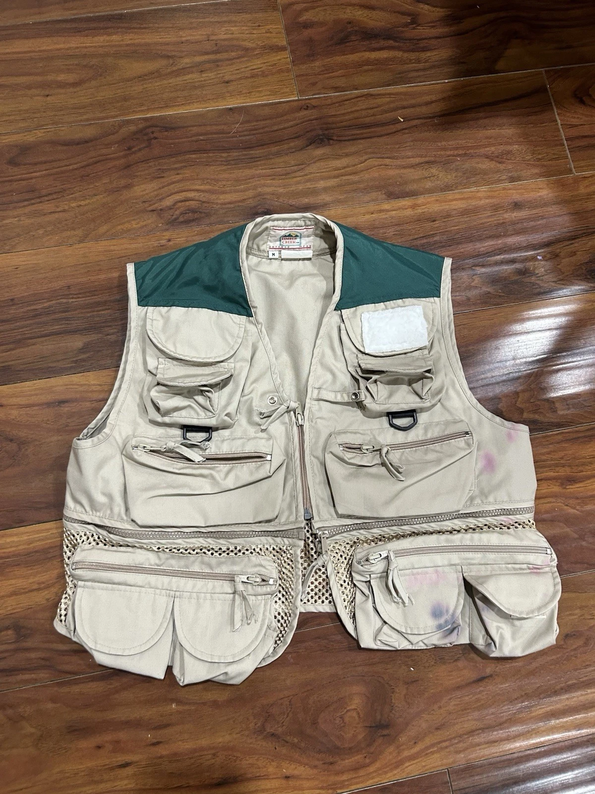 Timber Creek Hunting Fishing Vest Size M Multi-Pocket Utility Khaki Zip Front