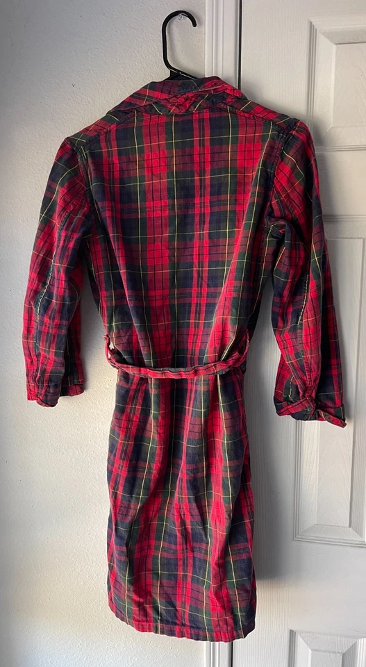 Bata de colección Brooks Brothers roja a cuadros abuelo pijama cinturón con una corbata años 70 80 Foto 3 de 4