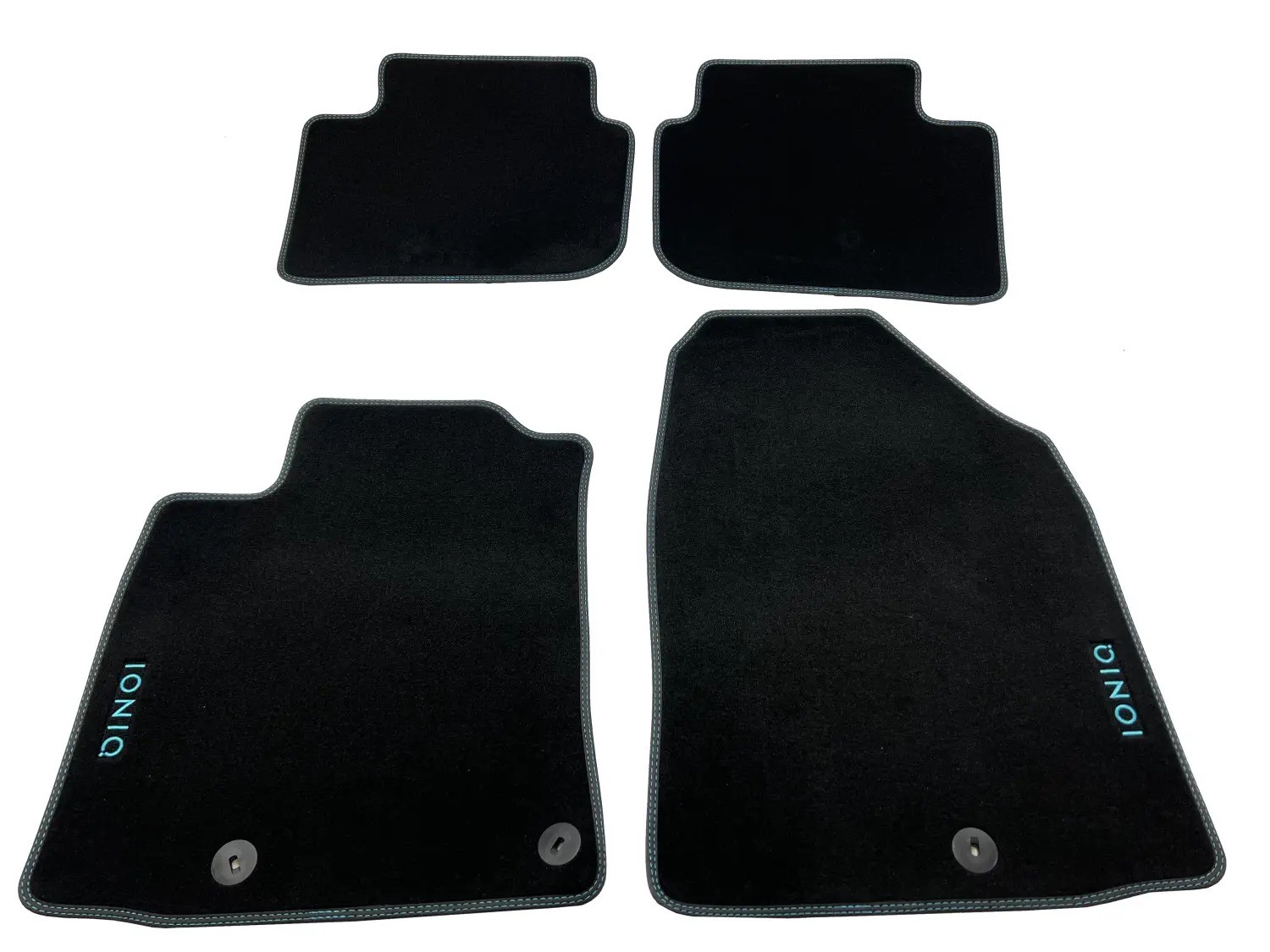 Black Velour Car Floor Mats Set Hyundai Ioniq Electric AE BEV Logo Carpet
