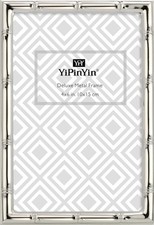 Classy 4x6'' Detail Silver Metal Picture Frame, Elegant Silver Plated Baby Nu...