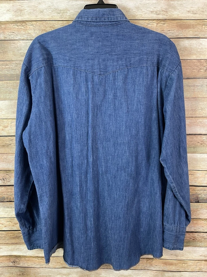 Camisa occidental a presión de perlas de manga larga con dientes de sierra de la marca Dee Cee para hombre talla 17-35 Foto 2 de 4