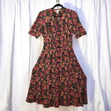 Express Vintage 90s Prairie Floral Button Front Midi Shirt Dress Woman 11 Retro