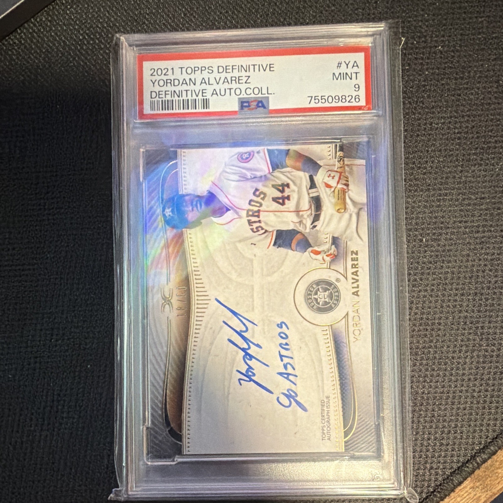 Topps 2021 Definitive Yordan Alvarez Definitive Auto #DCA-YA 18/50 PSA 9