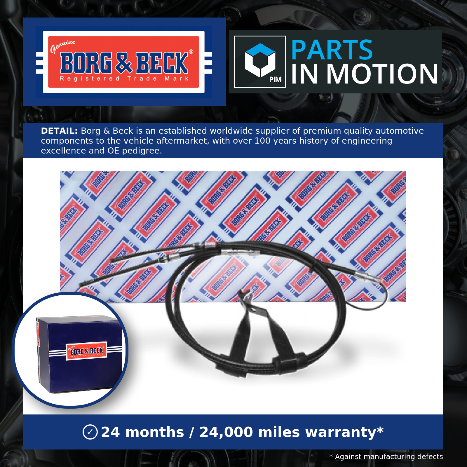 Handbrake Cable Rear Left or Right BKB1346 Borg & Beck Hand Brake Parking New