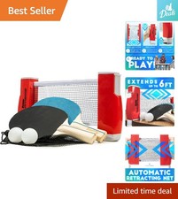 Family-Friendly Portable Ping Pong Set: Net, 2 Paddles Balls - Play Anywhere