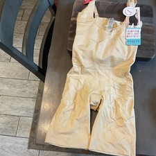 NWT Assets by Spanx Womens M Open Bust Mid thigh Shaping Bodysuit Beige NEW Sz L